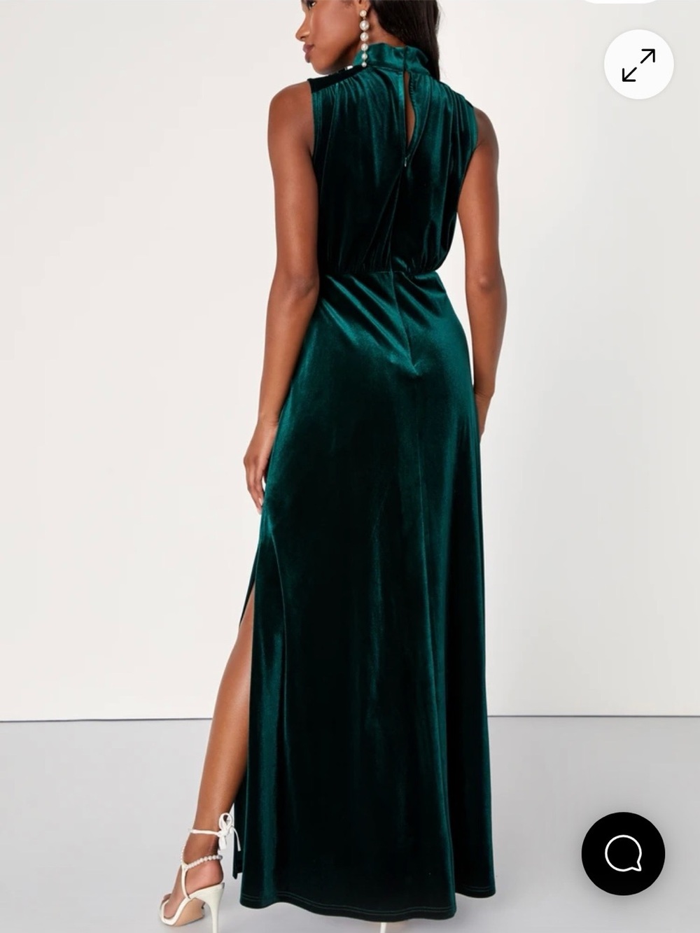Lulu's Deep Emerald Green Velvet Maxi Dress - Picture 3 of 4